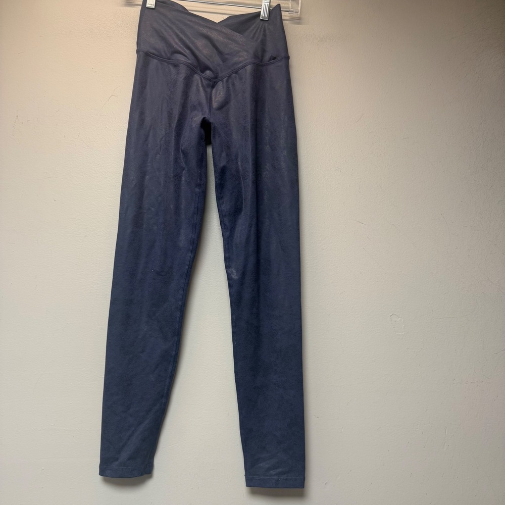 OFFLINE by Aerie Real Me Leggings Womens Medium Navy Blue Excellent Crackle Foil